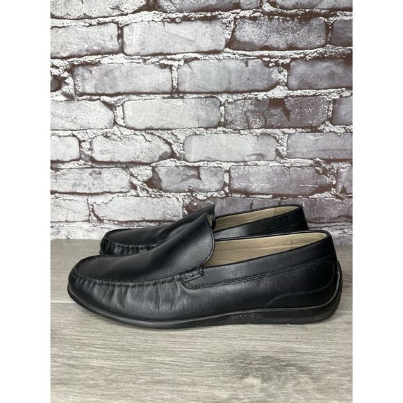 ECCO Black Leather Driving Loafers Mens Size 44 US 10-10.5 Classic Slip On Moc - Picture 10 of 16